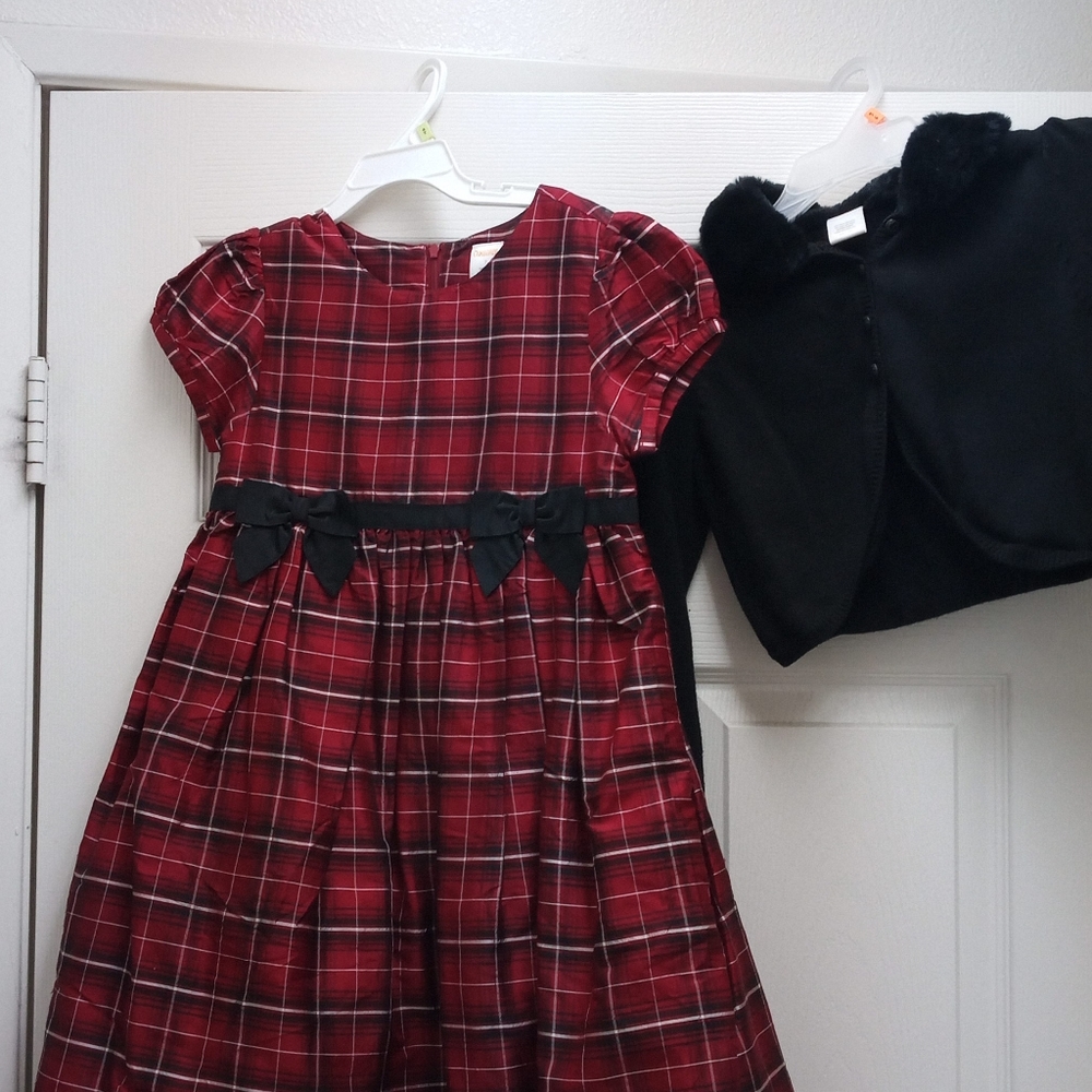 Gymboree plaid Holiday dress and black sweater